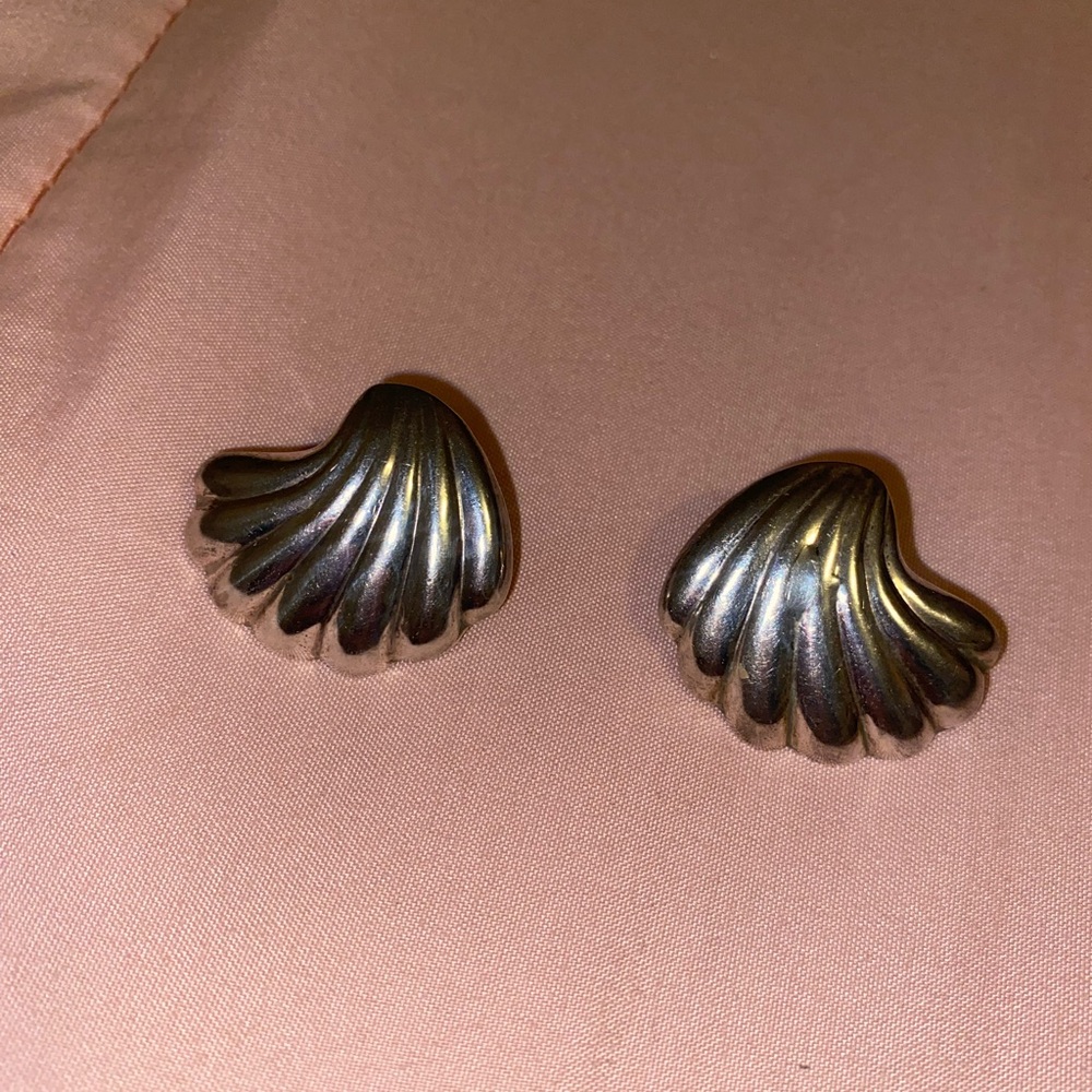 Sterling Silver 925 Vintage Earrings Angel Wing Shell